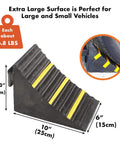 Two Pack Heavy Duty Extra Large Solid Rubber Wheel Chocks With Portable Handle for Travel Trailer, Truck, RV and Commercial Vehicles