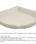 Bone Almond Glazed Ceramic Corner Shower Shelf, Large Size Bathroom Organizer, Glossy Finish, Tile Install Required