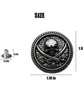 Badass 30Mm Skull Screw Back Buttons For Leather Crafting Premium Coin Style Alloy Snap Fasteners With Corrosion Resistant Finish To Upgrade Biker Jackets And Punk Projects, 1.18 in size with screw back design.