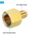 Three Eighth Inch Female Flare To One Quarter Inch Male Flare Connector Pack Of 2 For SAE 45 Degree Brass Adapter Pipe Fittings