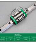 Top Shelf Square Linear Motion Rail Kit For Cnc Projects Featuring Built Tough Hgr20 Guide Tracks And Smooth Hgw20Cc Carriage Blocks That Slide Like Butter, showing HGR15CA slider on rail.
