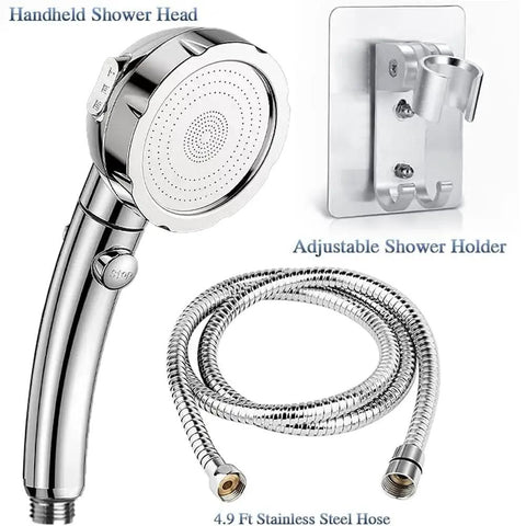 Detachable Handheld Shower Head With Hose And Holder, High Pressure Shower Head With 3 Spray Modes And On Off Switch
