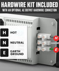 Heavy Duty 2000 Watt Pure Sine Wave Power Inverter Runs 12 Volt DC Straight To 120 Volt AC With Dual USB Ports And Crisp LCD Dial showing hardware kit connection.