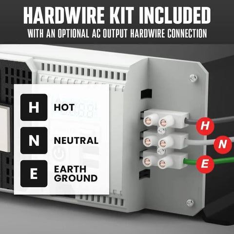 Heavy Duty 2000 Watt Pure Sine Wave Power Inverter Runs 12 Volt DC Straight To 120 Volt AC With Dual USB Ports And Crisp LCD Dial showing hardware kit connection.