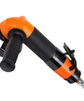 Rugged 4 Inch Pneumatic Angle Grinder And Demolition Grinding Machine Smooth Air Powered Workshop Workhorse Built Like A Tank For No Sweat Heavy Duty Metal Cutting Jobs, close-up view of pneumatic grinder handle.