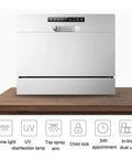 Portable Countertop Dishwasher With Five Automated Wash Cycles And Six Place Settings Featuring One Touch Auto Clean Mode with LCD panel.