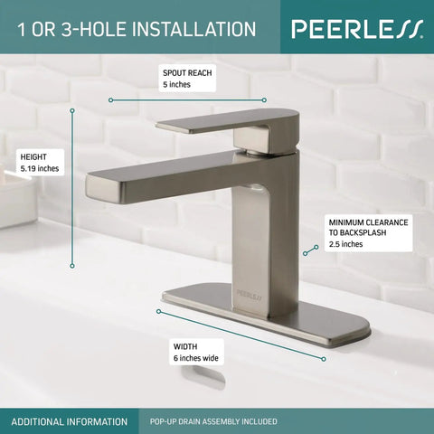 Xander Single Handle Bathroom Faucet With Metal Pop Up Drain In Brushed Nickel Finish Fits 1 Or 3 Hole Installations Includes Escutcheon For A Clean Look ADA Compliant And Water Sense Labeled For Low Water Use