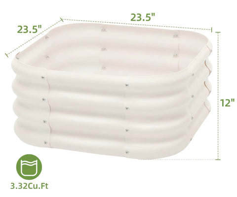 Two Pack 2 By 1 Foot Galvanized Raised Garden Bed Kit For Outdoor Planting And Gardening, Deep 12 Inch Bed With Durable Metal Planter Box And Open Bottom Drainage For Deep Rooted Plants, front view showing dimensions.