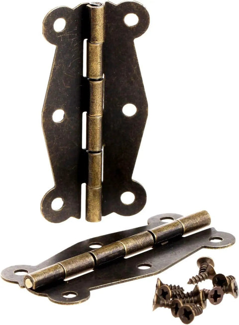 Antique Bronze Decorative Hinges For Wood Boxes And Jewelry Chests, Iron 51x24mm, 2 Pack Gift Wine Case Dollhouse Furniture Accessories