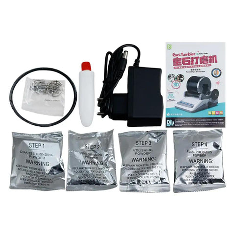 Pro Grade Rock Tumbler Kit Electric Gemstone Stone Polisher For DIY Projects with accessories and instruction book