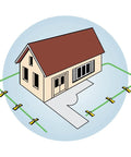 Illustration showing Port A Rain Portable Sprinkler System For Lawn And Garden Easy Setup Custom Layout For Odd Shaped Areas.