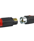 Real Deal 150 Foot Spider Box Generator Extension Cord Featuring 50 Amp Twist Lock Outlets and True 6 4 SOOW Cable close-up of connectors.