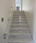 Heavy Duty Clear Acrylic Railing System For Decks Patios And Balconies Weather Resistant Panels on sleek marble stairs.