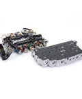 9T50 Automatic Transmission Valve Body With Wiring Harness Fixes Rough Shifts Stops And Erratic Gears For Chevy Trailblazer And Malibu view from the side showing detailed components.