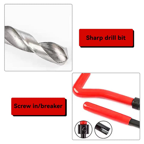 Thread Repair Kit M11x1.25 Metric Female Thread Repair Tool Set With Spiral Drill Tap Wrench And 12 Inserts for automotive repairs.
