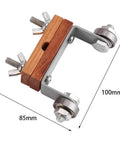 Heavy Duty Chisel Sharpening Guide Rock Solid Honing Jig with metal and wood components, measuring 100mm by 85mm, for precise tool sharpening.