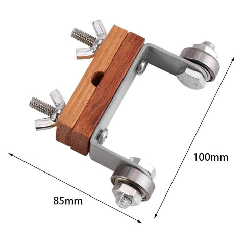 Heavy Duty Chisel Sharpening Guide Rock Solid Honing Jig with metal and wood components, measuring 100mm by 85mm, for precise tool sharpening.