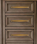 10 Pack Antique Brass Cabinet Pulls 3 Inch Center To Center Vintage Solid Hardware on a Wooden Dresser