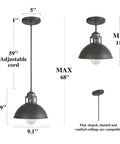 Industrial Silver Brushed Pendant Light With Top Cutouts For Kitchen Island Dining Room And Bedroom, Adjustable Height, Dimensions