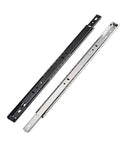 Slick Two Way Bearing Drawer Slides For Cabinet Hardware Boast Dang Smooth Glide Motion And Bulletproof Steel Construction Includes Set Of Two matte black and silver 16 inch tracks.