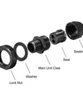 Exploded view of M20 Cable Gland With 2 Holes Built Tough IP68 Waterproof Nylon Joint And Adjustable Locknut Fits 3.3mm To 5.1mm Cable Diameter