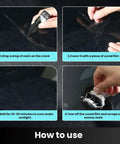 Step-by-step guide using Windshield Crack Repair Kit for Cars, Easy DIY Glass Repair Fluid Resin to Fix Chips and Small Cracks in 20 to 30 Minutes.