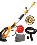Badass Cordless Brushless Angle Grinder Featuring Variable Speed Control And A Tough Pure Copper Motor with sanding pad and accessories.