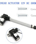 Stroke Actuator With 500mm Stroke Length And 6000N Pulling Force, Front And Rear Limit Switches, with mounting pins.