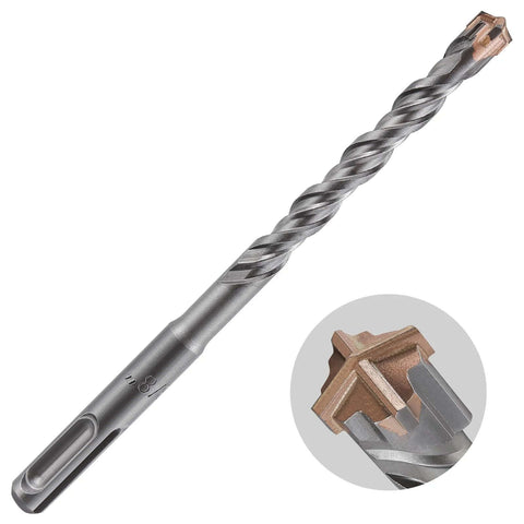 Wensilon concrete drill bit, 3/8 in diameter, carbide-tipped with spiral flutes; side view with tip close-up.