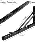 YUMORE 16-inch folding shelf brackets, black metal L-brackets for workbenches, max load 330 lb, pack of 2