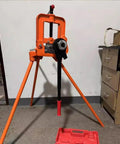 Heavy Duty Gantry Pipe Vise With Tripod Stand For Pipe, Wood, And Iron Processing, 0.4-4.3 Inch Clamp, 45-Grade Steel Forged Jaws
