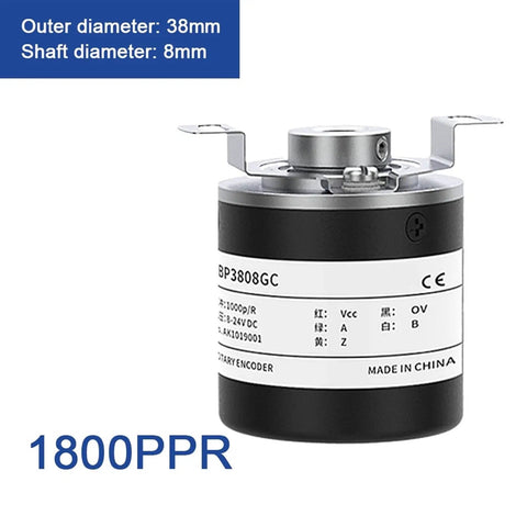 38mm Incremental Rotary Encoder With 8mm Half Hollow Shaft Optical Switch And Pro Grade High Resolution PPR 1800