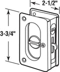 Diagram of Pocket Door Privacy Lock With Pull, Satin Nickel, 3-3/4 Inch, showing measurements and easy grip design.