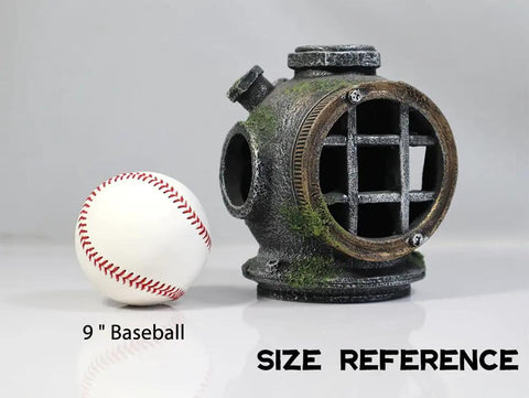 Finding Nemo Inspired Clownfish House Aquarium Decor For Betta And Tropical Tanks, Safe Resin Ornament size comparison with baseball