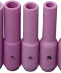 Pro Grade TIG Alumina Ceramic Nozzles Long Cups Kit For PTA DB SR WP 17 18 26 Welding Torch assorted sizes close-up