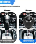 Comparison of gear shift with Six Speed Leather Shift Knob For Cars, Universal Automatic And Manual Gear Stick Handle Replacement.