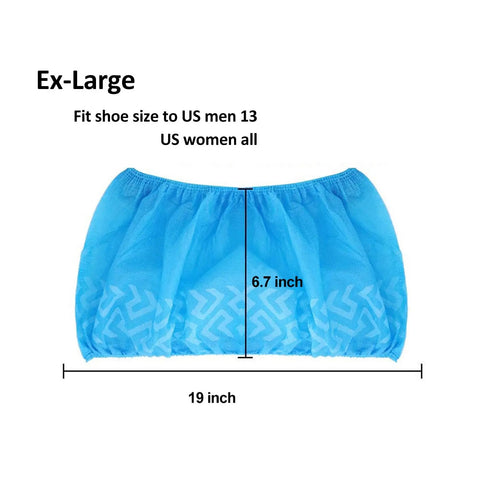 Disposable Shoe Covers X Large 100 Pack Of 50 Pairs Non Slip Floor Protection For Shoes Up To Mens 14 blue cover dimensions.