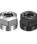 Built Tough Er11 A M14 Collet Clamping Nuts Boasting Rock Solid Hold For Lathe Cnc Milling Tools Crafted From Premium Hardened Steel Delivering Serious Grip And Knockout Durability Ready To Roll Pack Of Two, featuring silver and black nuts.