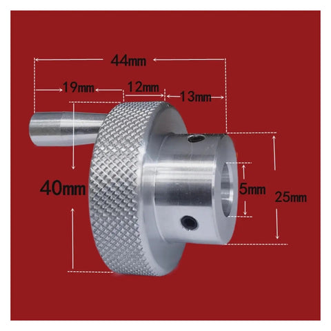 Boss Grade Aluminum Alloy Manual Positioning Handwheel With Killer Knurled Grip For Stepper Motor Cnc detailed dimensions and profile view.