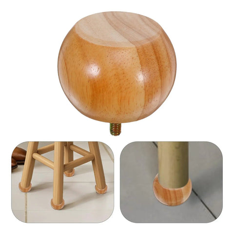 4 Pack Wood Round Furniture Legs Replacement Sofa Bun Feet For Tables Chairs Benches And Cabinets, Unfinished Wood Riser Feet