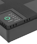 Close-up of Rock Solid 20000 Mah Ups Battery Backup Offering 18 Watt Output And Us Plug to show power indicator and status.
