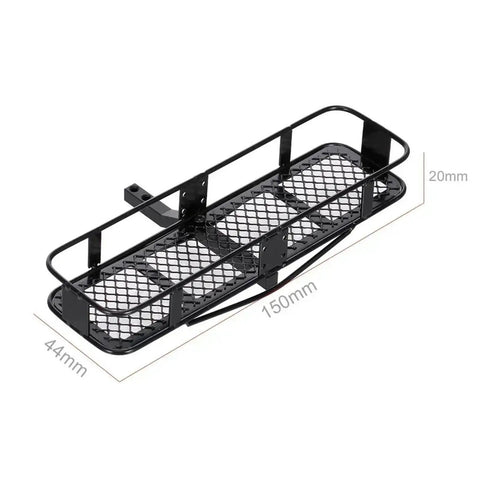 Heavy Duty Metal Rear Bumper With Integrated Tow Hitch For 1/10 RC Crawler Beefed Up Trail Defense Kit, black mesh design.