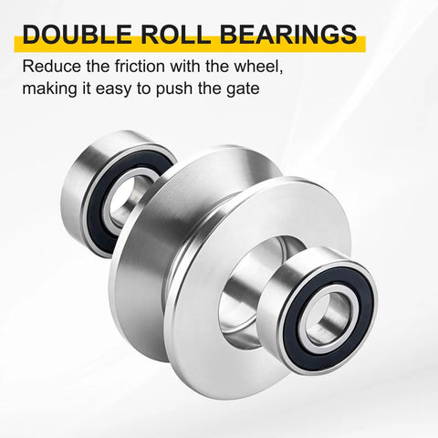 Tough V Groove Pulley Wheel Built For Dead Quick Fit On Linear Rails With Zero Drag Turn Across Heavy Conveyor Tracks Made From Solid 201 Stainless Steel For Killer Rust Shielding Durability Measuring Ten Mm Bore By Sixty Eight Mm Thickness featuring double roll bearings.