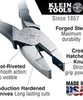 D2000-9NE Side Cutter Lineman's Pliers 9 Inch Heavy Duty Built To Last High Leverage Tool with precision forged steel.