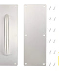 304 Stainless Steel Door Handle Set With Push And Pull Plates Tough As Nails Heavy Duty Door Hardware Kit Includes Backing Plates Screws And Driver for door installation