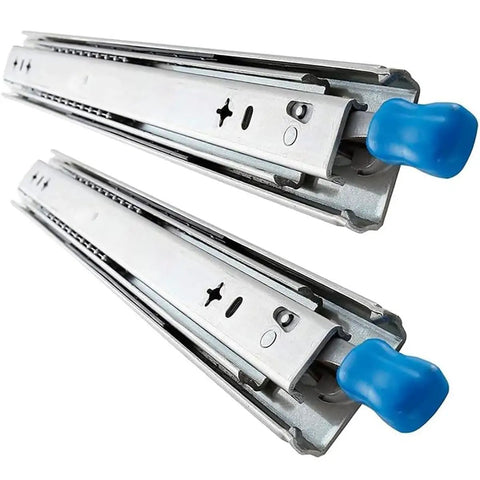 Built Like A Tank Heavy Duty Drawer Slides With Lock Industrial Steel Frame Handles 264 Lb Load 12 Inch run view of glides