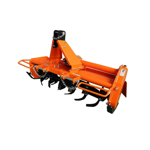 49 Inch 3 Point Rotary Tiller Attachment For Cat 1 Tractors 20 To 30 HP PTO Compatible Lightweight Cultivator in orange finish
