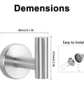 Dimensions of 304 Stainless Steel Towel Hooks And Robe Hooks Wall Mounted with Brushed Nickel Finish, heavy duty, easy to install, 4 pack