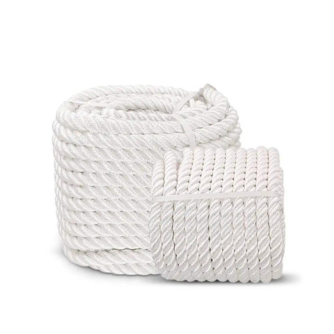 White Nylon Twisted Rope Heavy Duty Pull Cord For Anchor Tree Work Cargo And Craft Projects Weather Resistant UV Safe