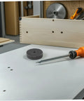 Six Piece Nylon Buffing Wheels With 10mm Hole For Furniture Polishing And Delicate Burnishing Jobs That Look Fresh Without Gouging The Surface on a workshop table.